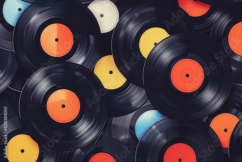 Vintage retro vinyl records seamless pattern for music nostalgia and analog lovers