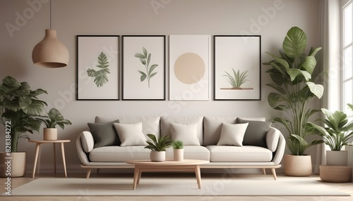3D Mockup photo frame in Modern interior of living room © Eyeam