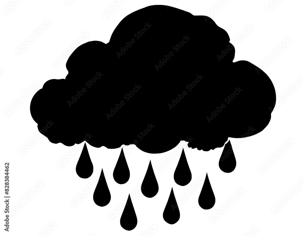schwarze Silhouette Kontrast Regenwolke isoliert auf weißen Hintergrund, Freisteller schwarze Silhouette Kontrast Regenwolke isoliert auf weißen Hintergrund, Freisteller
