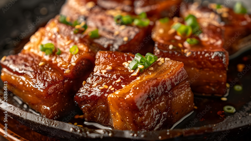 Pork belly simmered in soy sauce until the liquid evaporates Pork belly simmered in soy sauce until the liquid evaporates