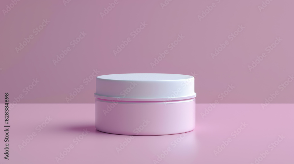 A white and pink container with a pink background A white and pink container with a pink background