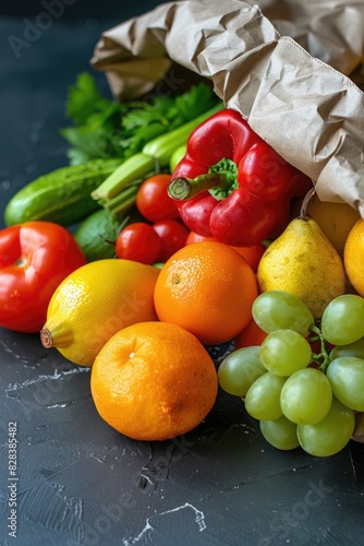 Variety of colorful fruits and vegetables displayed on a table  perfect for healthy eating concept