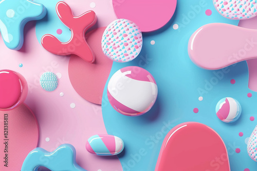 This playful abstract pop style backdrop features whimsical shapes in bubblegum colors.