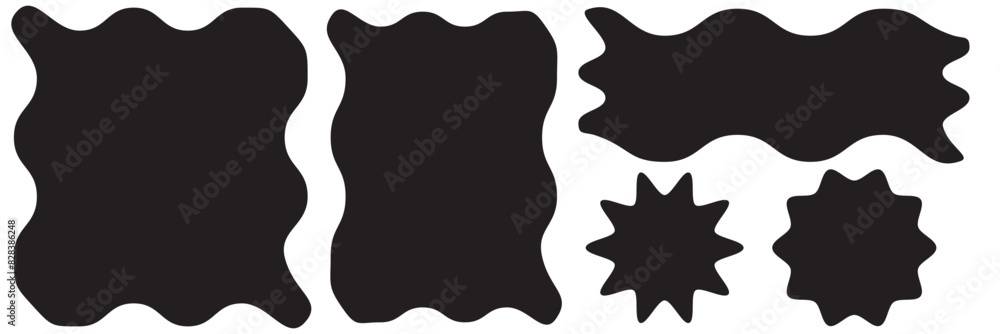 Doodle wave curve edge frame. Hand drawn wavy rectangle borders. Doodle ...