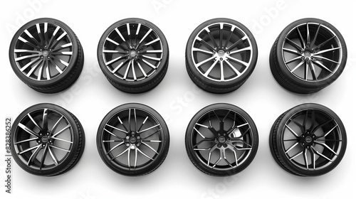 set collection alloy wheel , aluminum wheel ,car rim isolated on white background.
