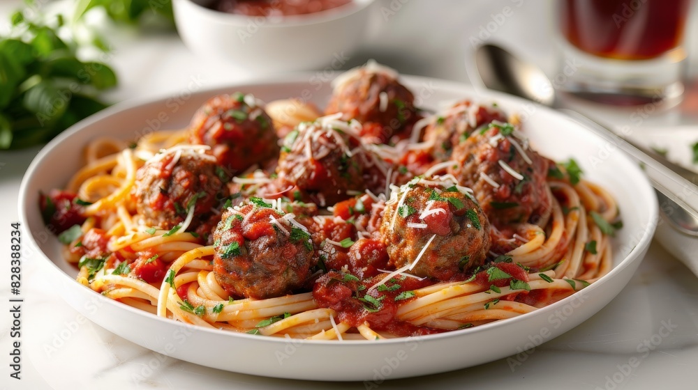 Plate of Spaghetti With Meatballs and Sauce Plate of Spaghetti With Meatballs and Sauce