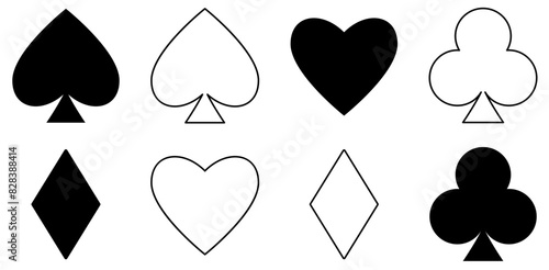 A Collection Of Trump Card Vector Symbols Apps, Websites Ui Designs Suitable For Clover,Gamble,Poker,Luck,Playing-Cards Vector Icons Illustration Collection
