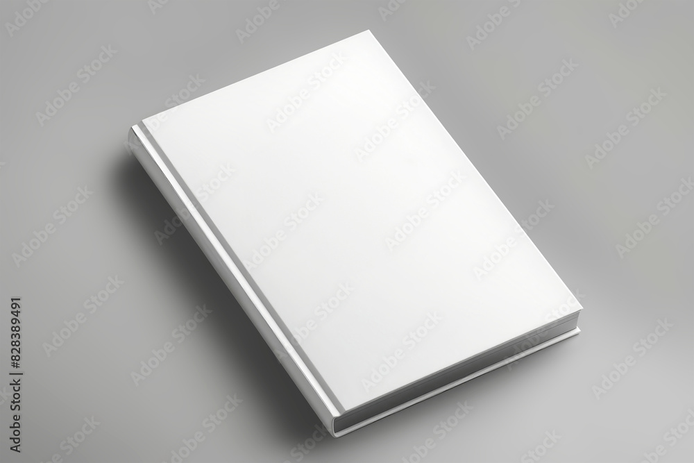 A white book peacefully sits atop a wooden table, exuding an ethereal presence. Mockup for design. A white book peacefully sits atop a wooden table, exuding an ethereal presence. Mockup for design.