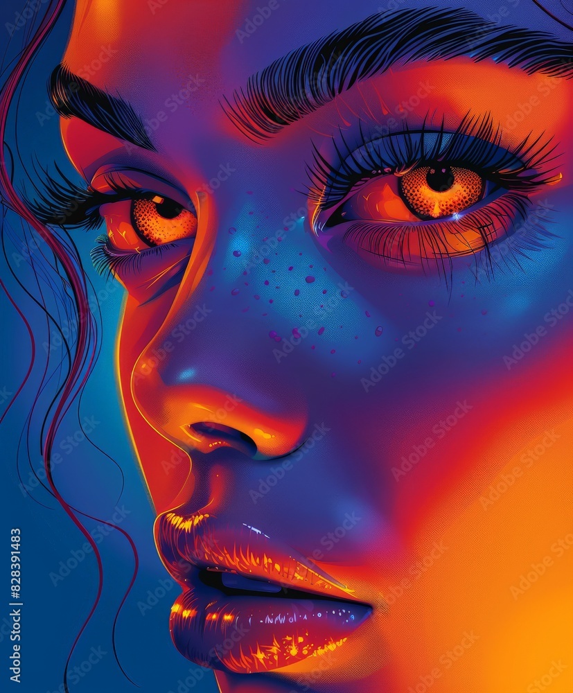 Close Up Portrait of a Woman With Bright Colors Close Up Portrait of a Woman With Bright Colors