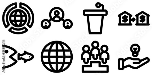 A Collection Of Environmentalist Closed Bold Vector Symbols Apps, Websites Ui Designs Suitable For Survival,Leader-Board,Strategy,Network,Podium Vector Icon Set Linear Pictogram Pack