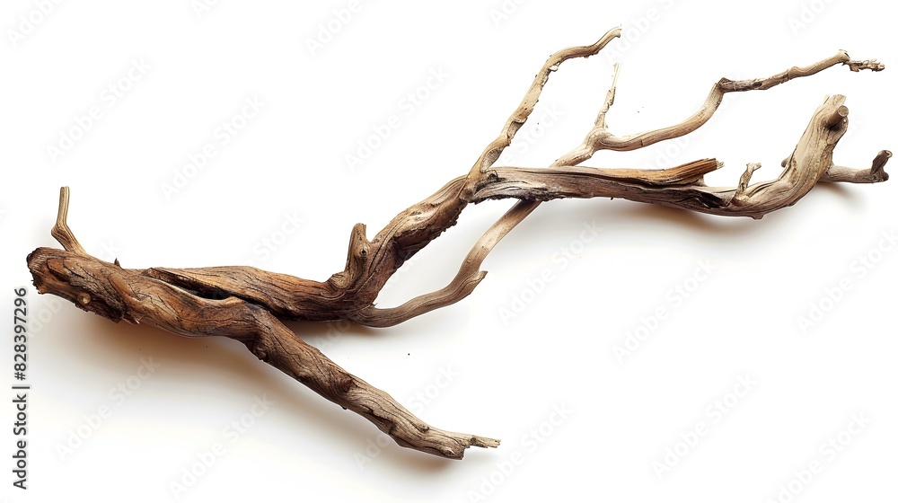 Dry twisted jungle branch isolated on white background Dry twisted jungle branch isolated on white background