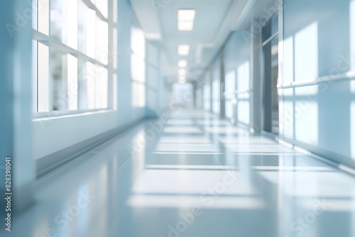 Abstract Blurred Hospital Corridor with Bright Lighting

