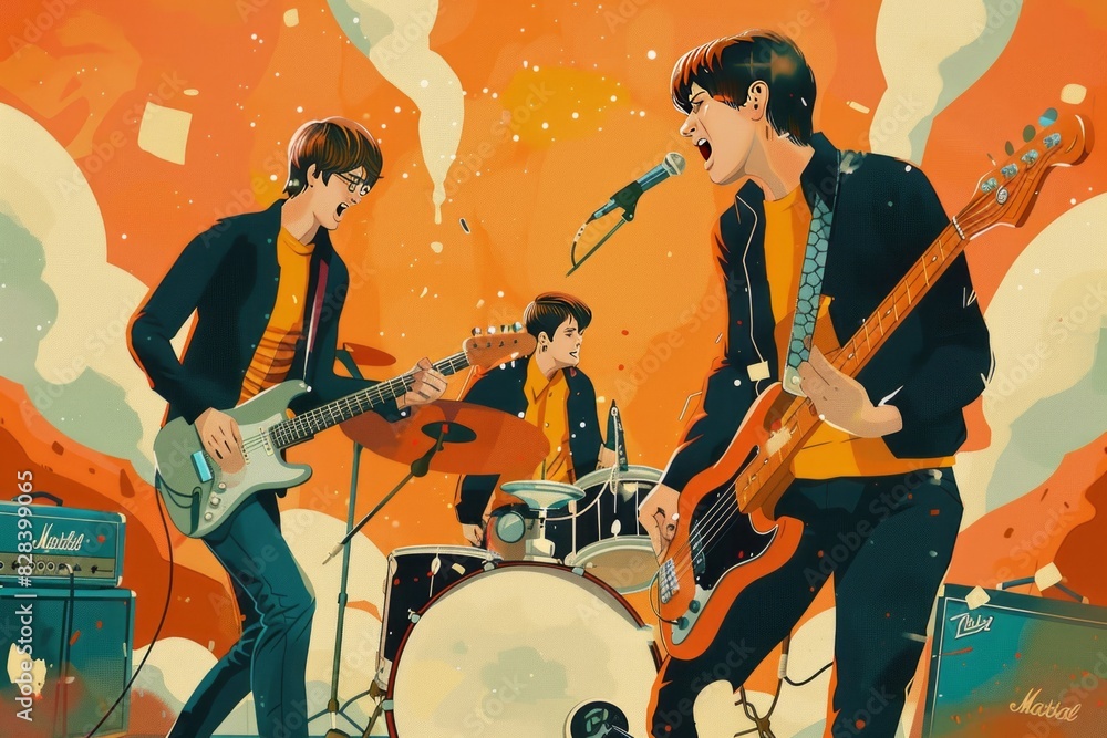 Obraz premium band playing together with colorful background