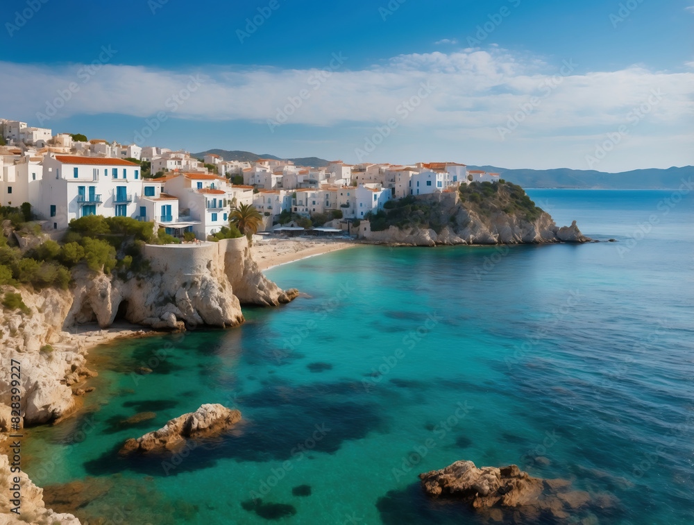 Discover the Stunning Coastal Beauty of Mediterranean Greece with White Houses and Turquoise Waters Discover the Stunning Coastal Beauty of Mediterranean Greece with White Houses and Turquoise Waters