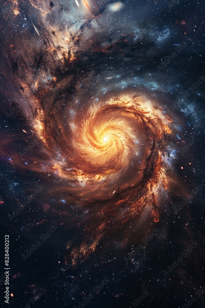 Spiral galaxy swirls majestically in the depth of the cosmos Spiral galaxy swirls majestically in the depth of the cosmos