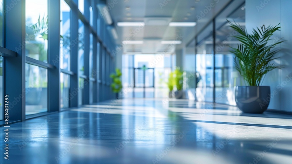 Blurred image of business people in the lobby of a modern office building Blurred image of business people in the lobby of a modern office building