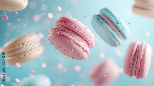 Falling macaroons delicate background