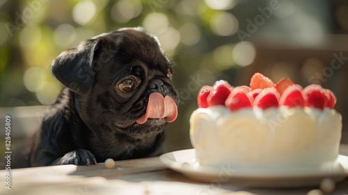A black pug birthday card celebrate