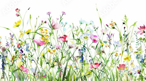 Pretty spring wildflowers watercolor desktop wallpaper 