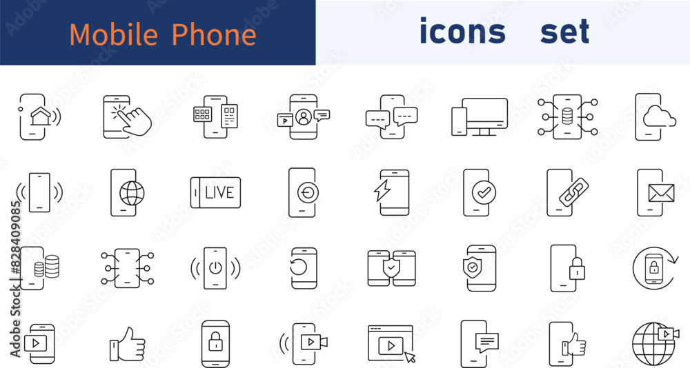 Mobile phone iconsTelephone and Communication Line Icons. Editable Stroke. Pixel Perfect. For Mobile and Web. Contains such icons as Telephone, Support, Smartphone, Digital Display, Communication,