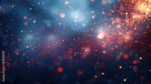 New Year panorama with sparklers and shimmering bokeh lights on dark blue night sky  designed with space for festive text
