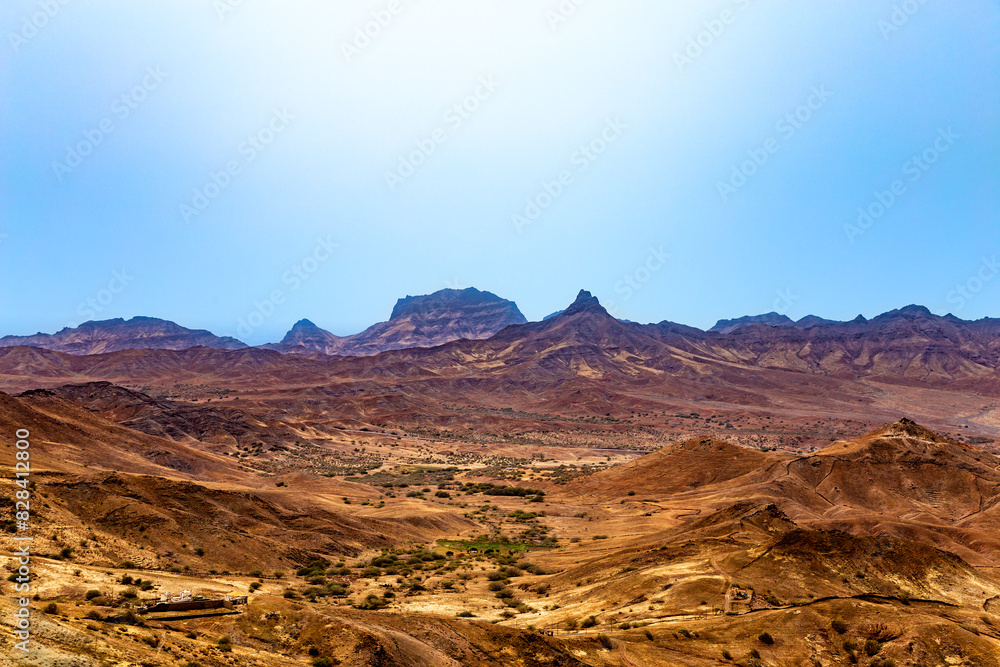 Mountain range near town of Mindelo, Island Sao Vicente, Cape Verde, Cabo Verde, Africa. Mountain range near town of Mindelo, Island Sao Vicente, Cape Verde, Cabo Verde, Africa.