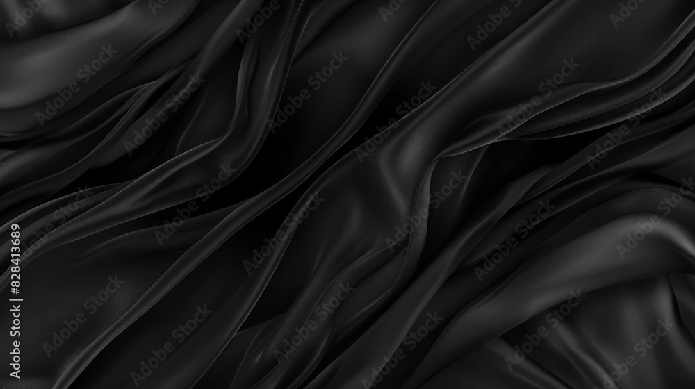 Fototapeta premium Elegant black silk fabric texture for luxurious background design