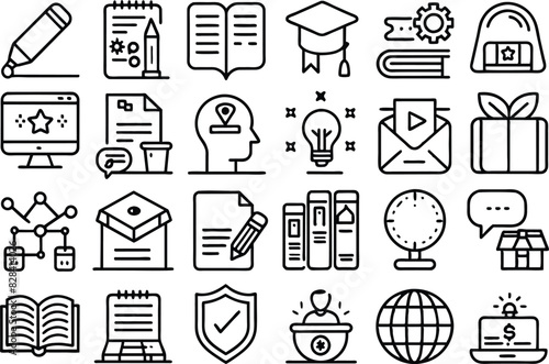 Education icon set. Full Vector illustration Outline Style Icons.