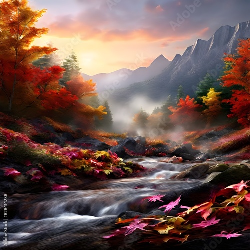 waterfall in autumn