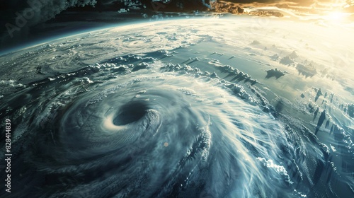 Cyclonic tempest seen from above, top-notch image portrayal.