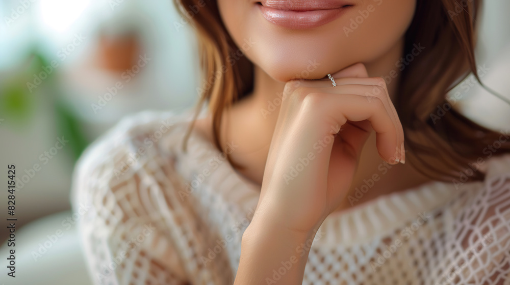 A close-up of a beautiful woman wearing a ring hand A close-up of a beautiful woman wearing a ring hand