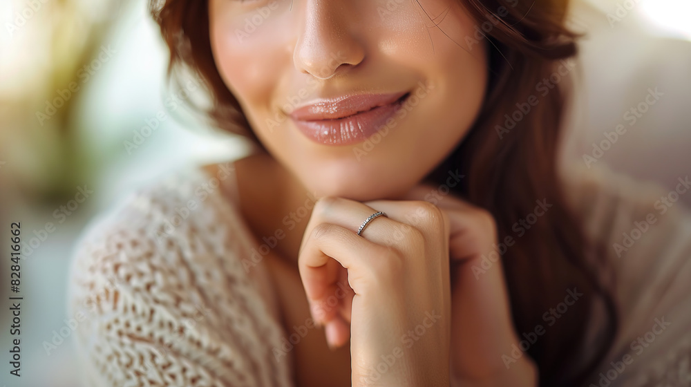 A close-up of a beautiful woman wearing a ring hand A close-up of a beautiful woman wearing a ring hand