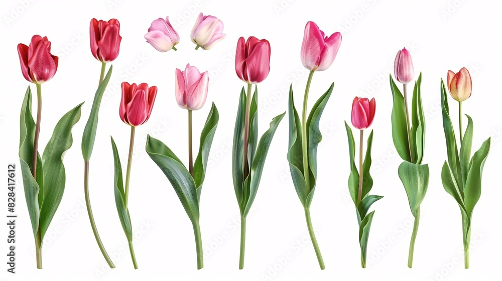 A group of twig vernal tulip blossoms separated on a white background. A group of twig vernal tulip blossoms separated on a white background.