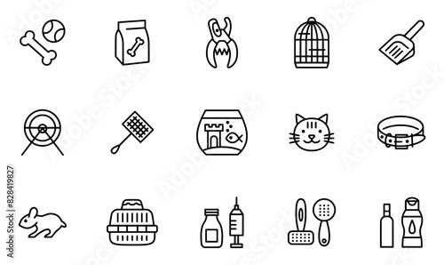 A Collection Of Pet Shop Isolated Silhouette Solid Icons With Pet,Cat,Shop,Dog,Animal Infographic Simple Vector Illustration Logo