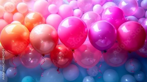 Vibrant balloons in a variety of colors set against a cheerful celebration backdrop, ideal for party-themed designs