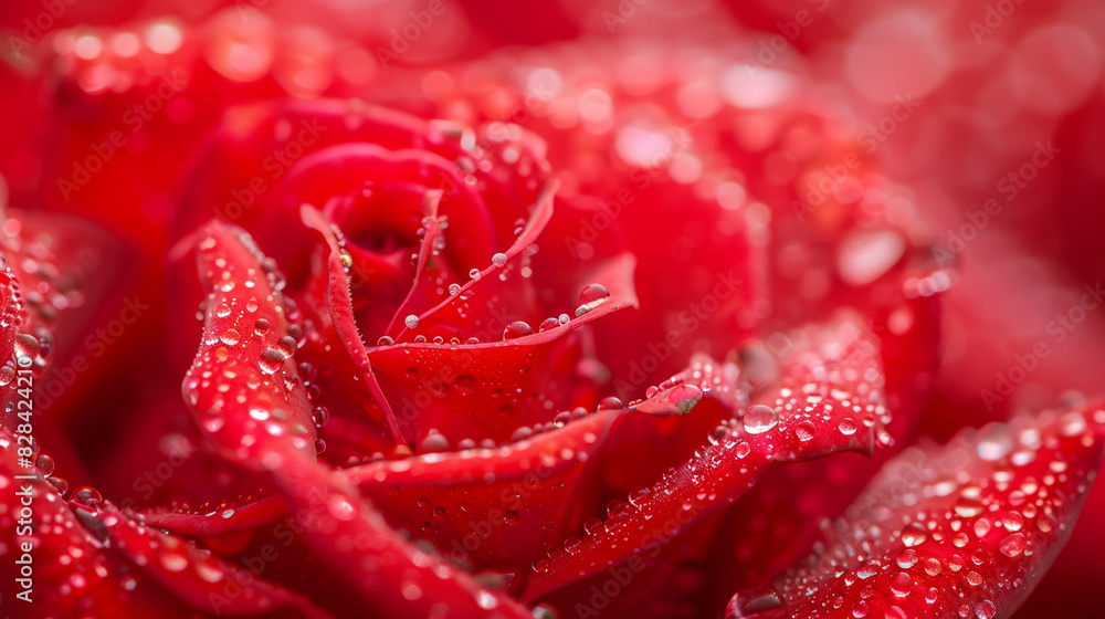 A detailed close-up of a vibrant red rose, with dew drops on its petals, capturing the texture and color. A detailed close-up of a vibrant red rose, with dew drops on its petals, capturing the texture and color.