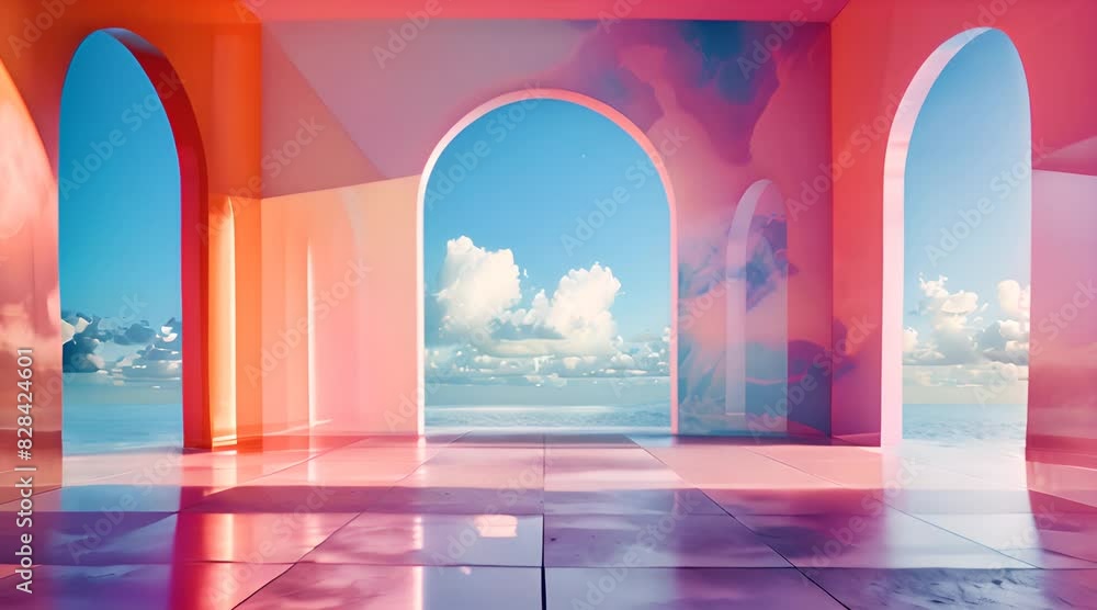 Clouds in a colored empty room Clouds in a colored empty room