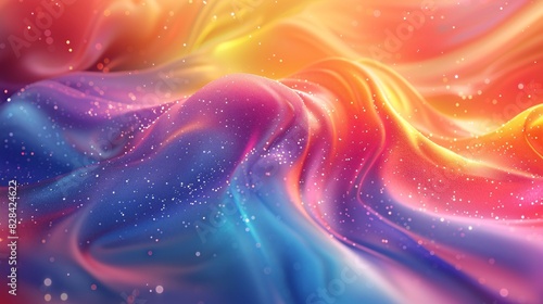 Rainbow waves on a dynamic, colorful background, creating a lively look with plenty of text copy space.