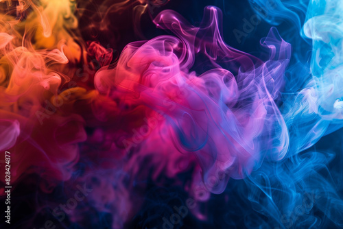 illustration of abstract colorful waves on black background