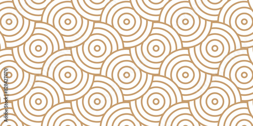 Overlapping Pattern Minimal diamond geometric waves spiral and abstract circle wave line. brown color seamless tile stripe geometric create retro square line backdrop pattern white background.