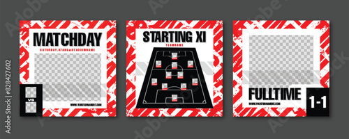 Sport Social Media Post Template , Football Match Day , Starting 11 , Starting Eleven , Full time