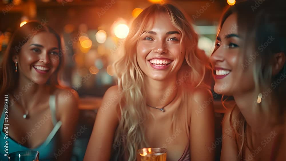 a group of smiling and laughing girls drinking cocktails and playing a boardgame in an industrial bar,generative ai a group of smiling and laughing girls drinking cocktails and playing a boardgame in an industrial bar,generative ai
