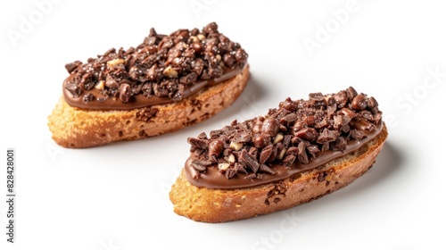Delicious chocolate eclair pastries on white background