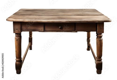 Old Wooden Table Isolated on Transparent or White Background (PNG) 