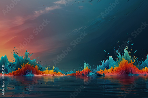 Colorful abstract soundscape symbolizing the disrupted ocean due to plastic pollution. 