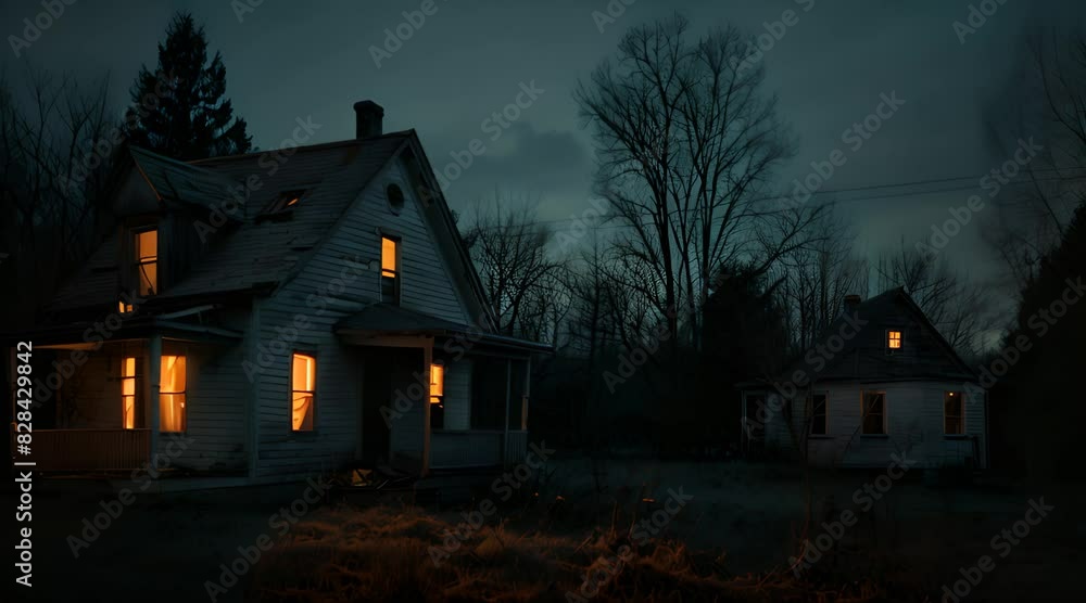 One close old house and one off in the distance One close old house and one off in the distance