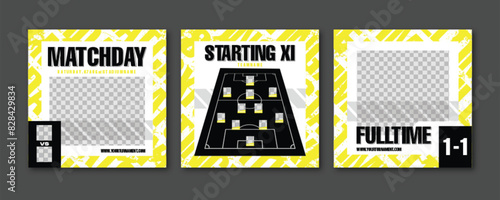 Sport Social Media Post Template , Football Match Day , Starting 11 , Starting Eleven , Full time