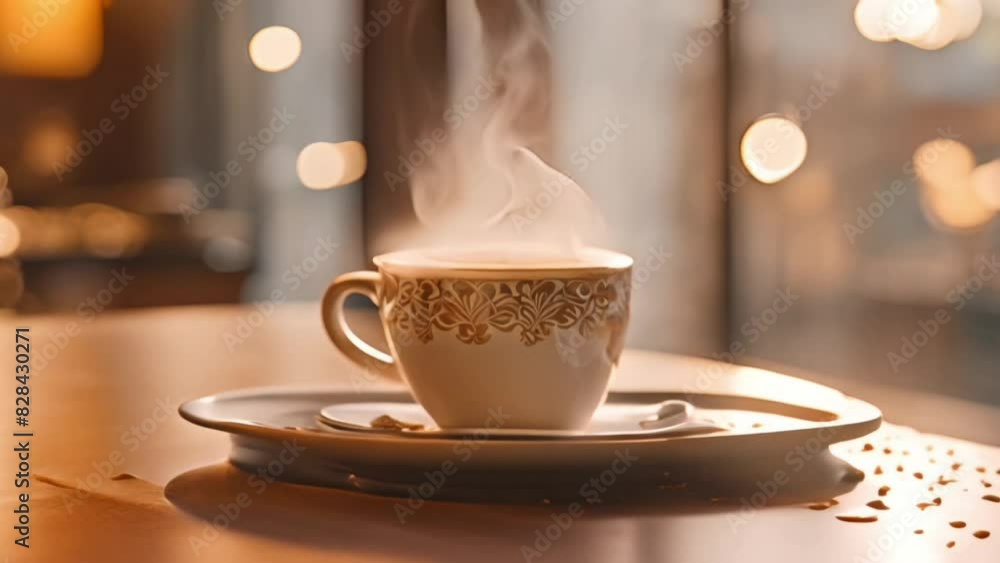 latte art in a coffee cup on wooden table latte art in a coffee cup on wooden table