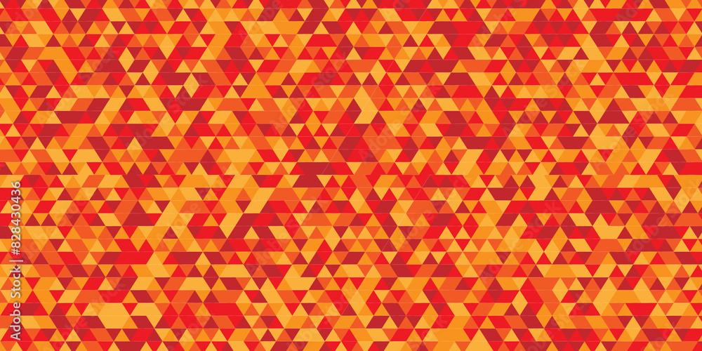 Fototapeta premium Orange and red square triangle tiles pattern mosaic background. Modern seamless geometric low poly pattern background with lines Geometric print composed of triangles.