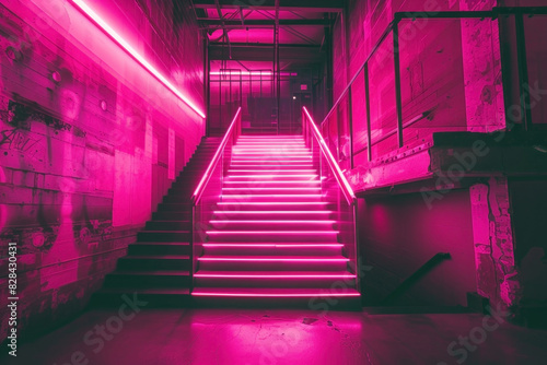 Pink Neon Lights, Abstract neon light installation, Vibrant and Futuristic, Urban Art